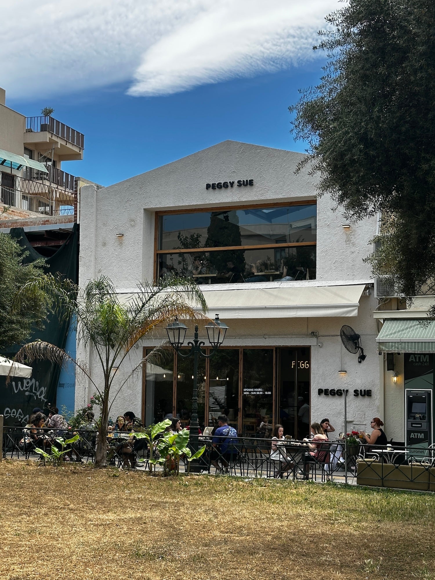 the exterior of a coffee shop in Athens